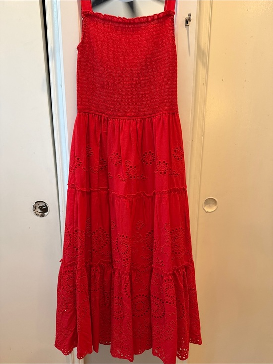 Blue Rain Dresses & Skirts - Blue Rain Red Eyelet Tiered Maxi Skirt